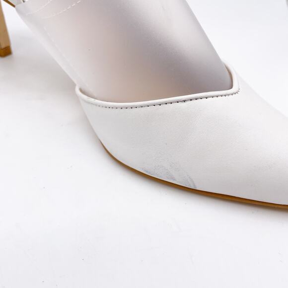 Stuart Weiztman White Leather Feminine Cutout Wedding Dress High Heels Size 7.5 - Picture 10 of 12